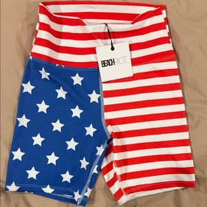 Beach Riot Red and Blue Star Striped Shorts